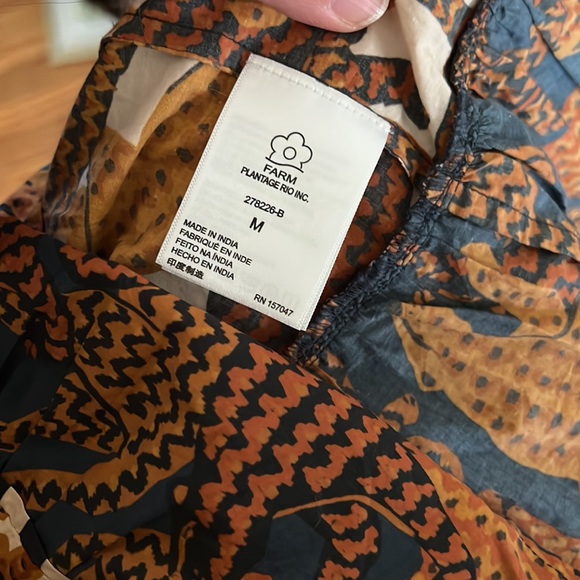 FARM Rio Long Sleeve Print Mini Dress with sash medium - Picture 13 of 16